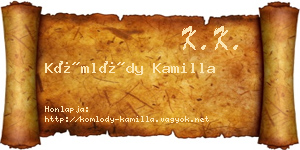 Kömlődy Kamilla névjegykártya